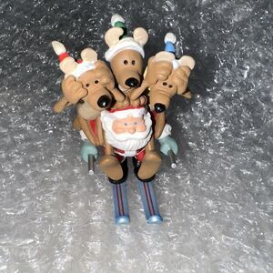 1998 Hallmark Keepsake Downhill Dash Ornament Santa Skis Reindeer No Box Mm80